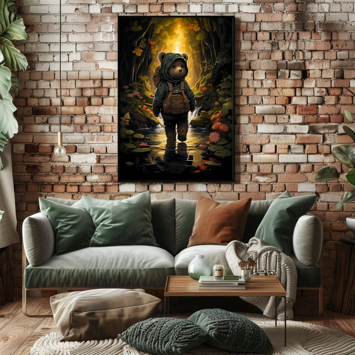 Charming Bear Cub Adventure in a Whimsical Forest Poster