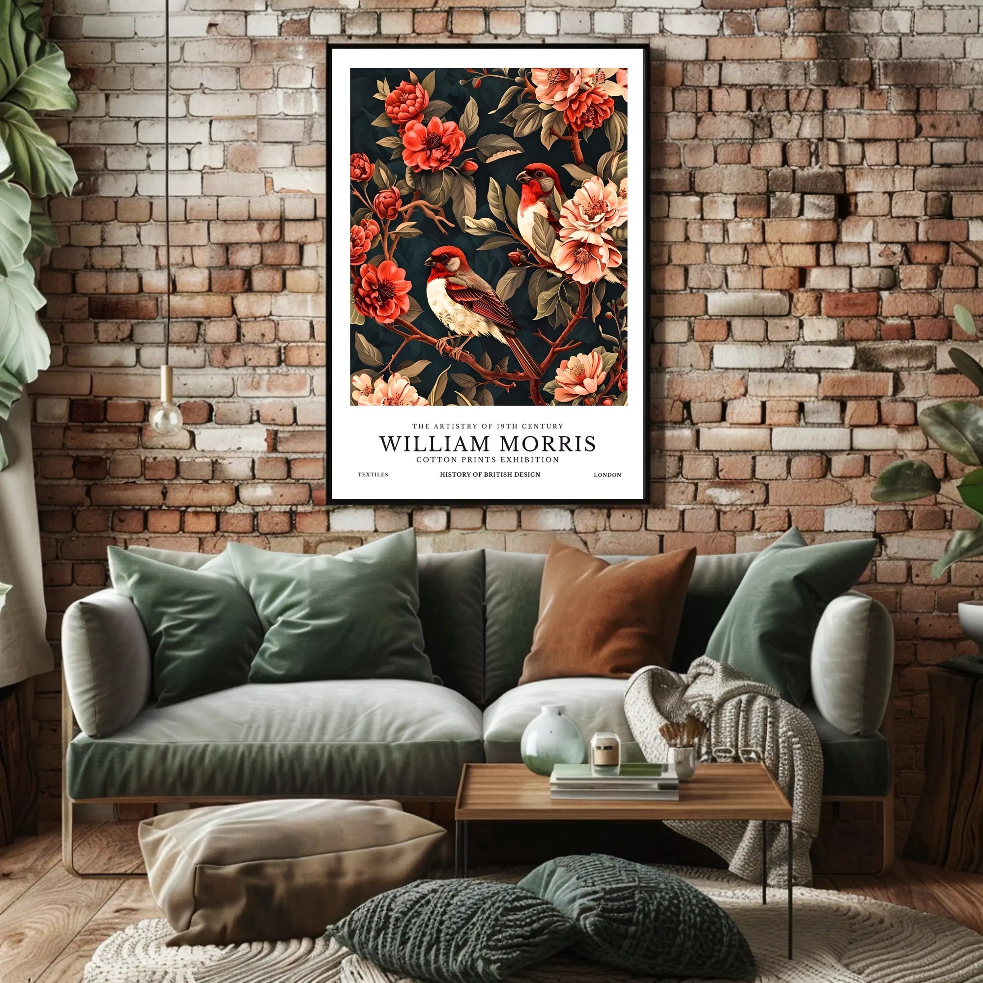 William Morris-Inspired Vintage Floral Illustration Cultural Poster