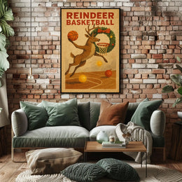 Reindeer Basketball Poster