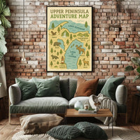 Upper Peninsula Adventure Map Poster