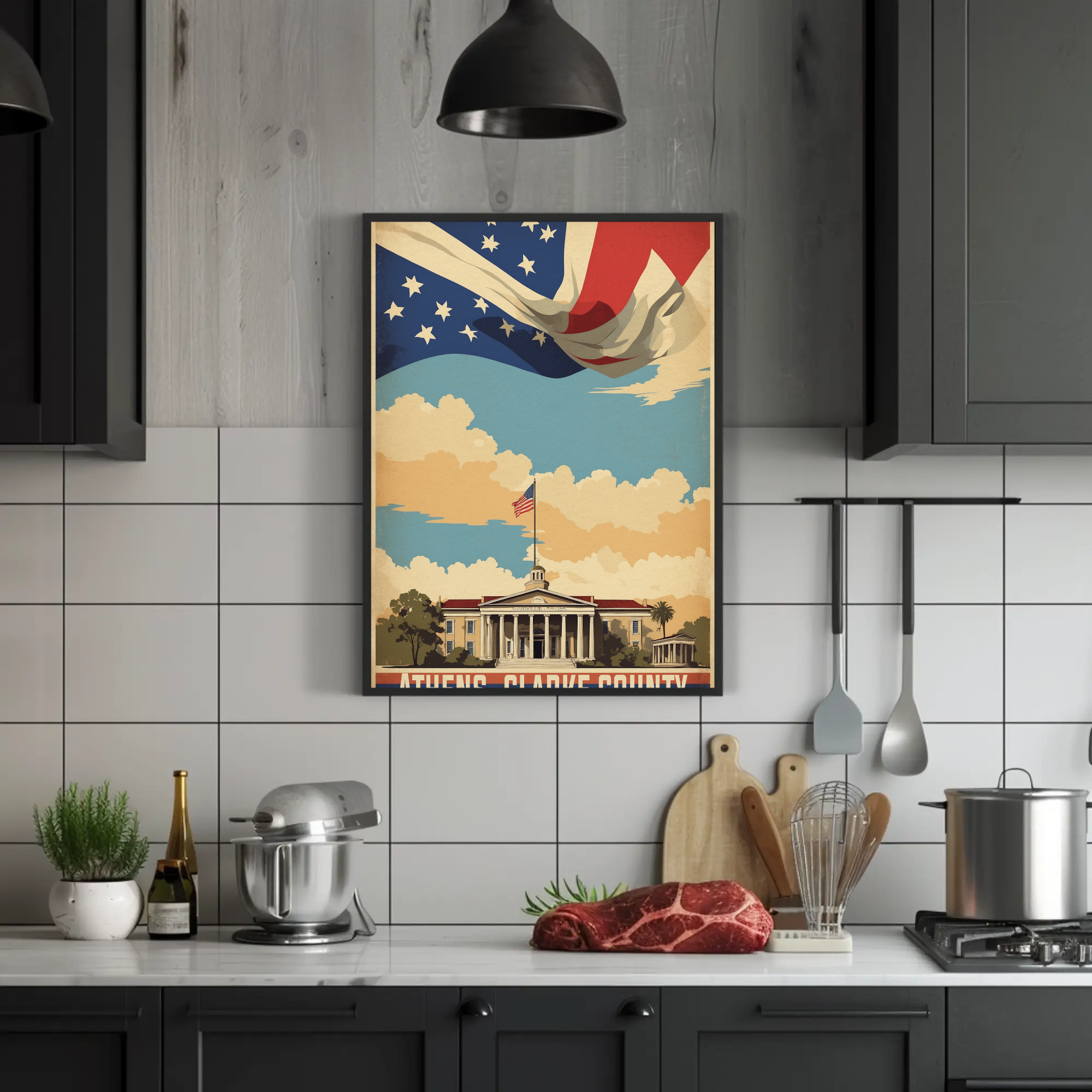 Athens Clarke County Georgia Capitol Vintage Travel Poster