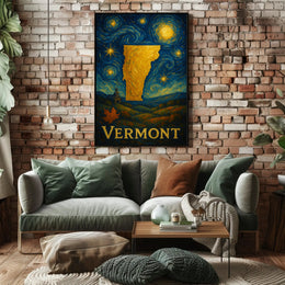 Vermont Starry Night Poster Vintage Travel Print