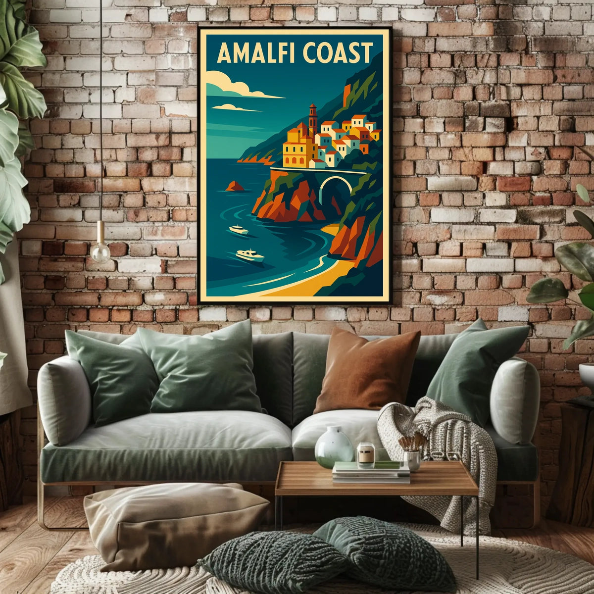 Amalfi Coast Travel Poster Wall Art Coastal Decor Print