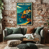 Amalfi Coast Travel Poster Wall Art Coastal Decor Print