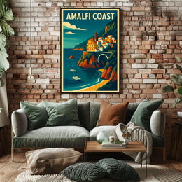 Amalfi Coast Travel Poster Wall Art Coastal Decor Print