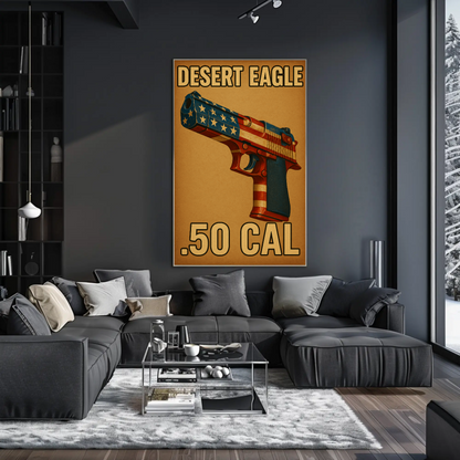 Desert Eagle 50 Cal USA Flag Firearm Art Poster