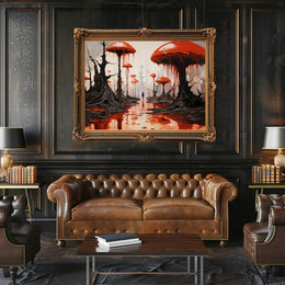 Surreal Mushroom World in Fantasy or Mythology Poster