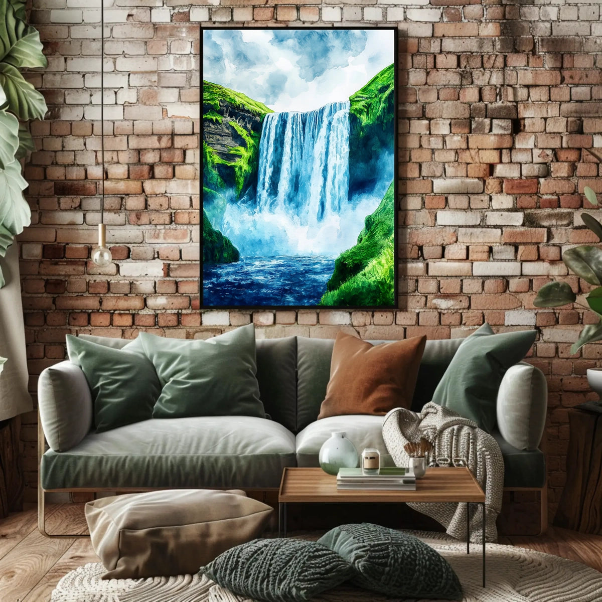 Iceland Skgafoss Waterfall Landscape Poster
