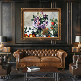 Vintage Floral Still Life Painting with Peonies - Artistic Poster
