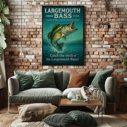 Largemouth Bass Vintage Fishing Adventure Poster