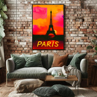 Paris Eiffel Tower Vibrant Sunset Urban or Cityscape Poster
