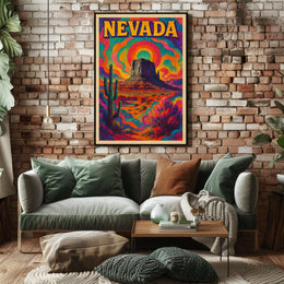 Nevada Psychedelic Desert Landscape Poster
