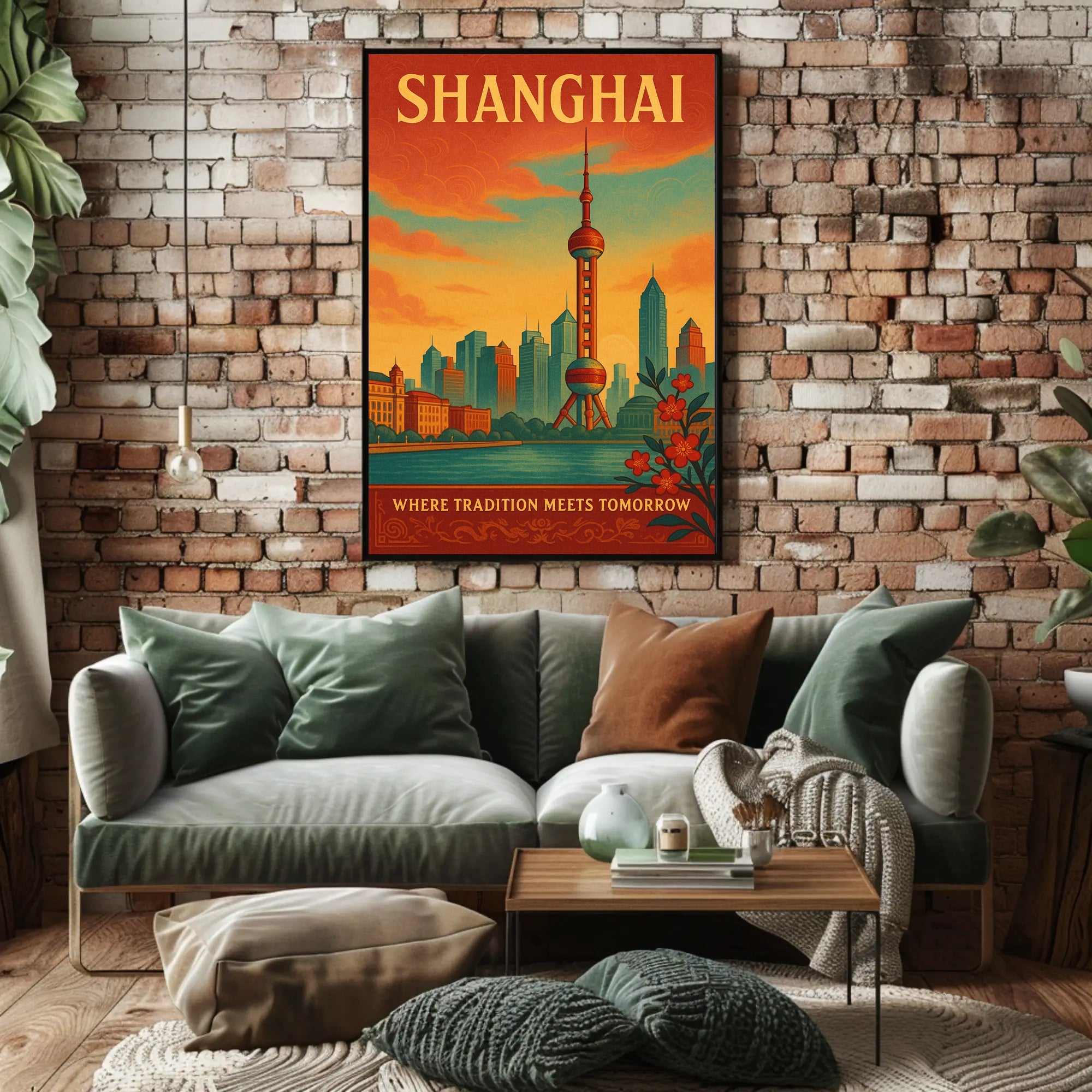 Shanghai Cityscape Illustrative Travel Poster