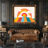 Retro Rainbow Mid-Century Modern Abstract Art Poster