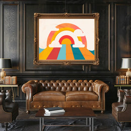 Retro Rainbow Mid-Century Modern Abstract Art Poster
