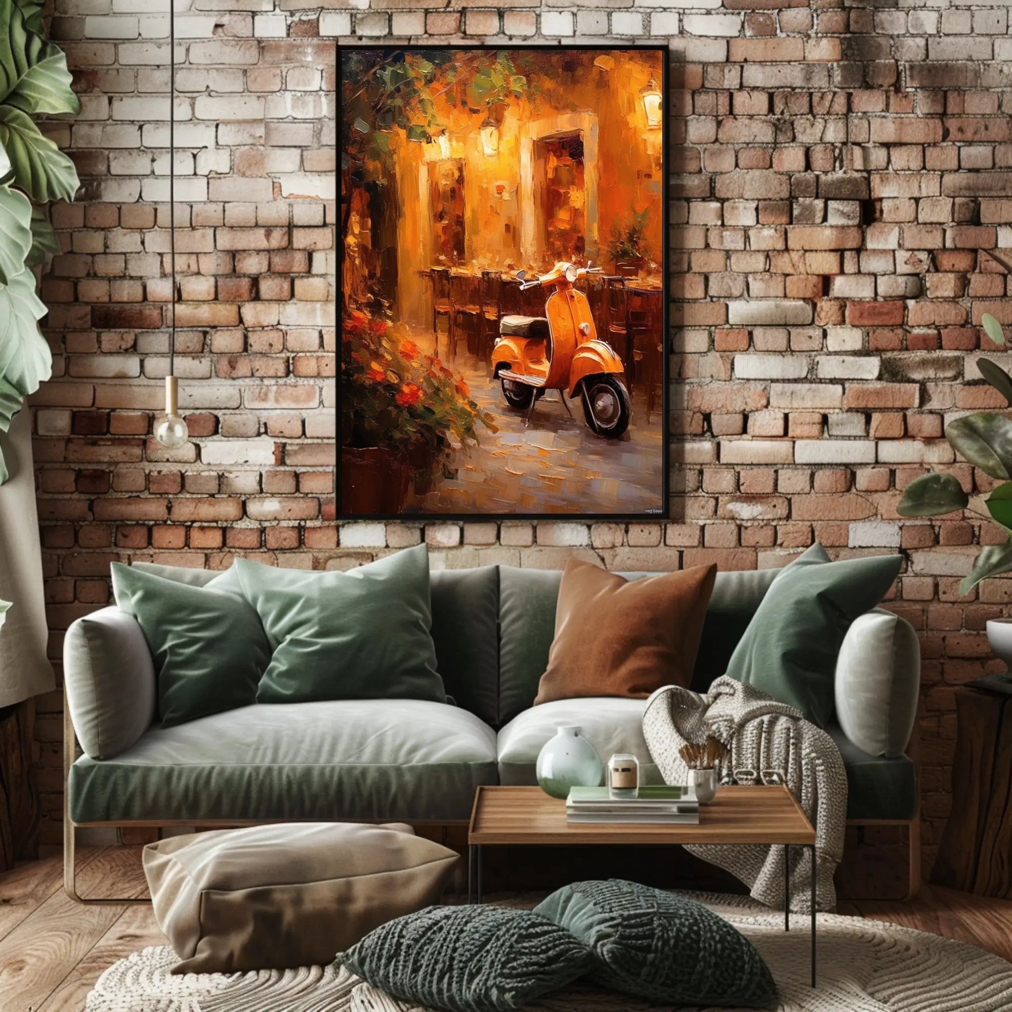 Evening Serenity on a Cobblestone Street Poster