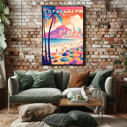 Copacabana Beach Rio de Janeiro Travel Poster