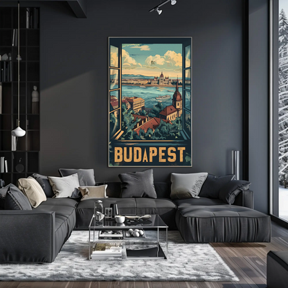 Budapest Window View Travel Poster