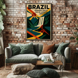 Vintage Brazil Travel Poster: Iguassu & Rio Adventure