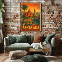 Santa Ana Retro Travel Scene Art Print Travel Poster
