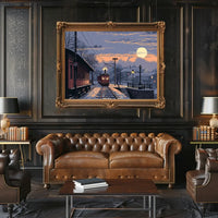 Vintage Winter Train Station Nostalgia Art Print