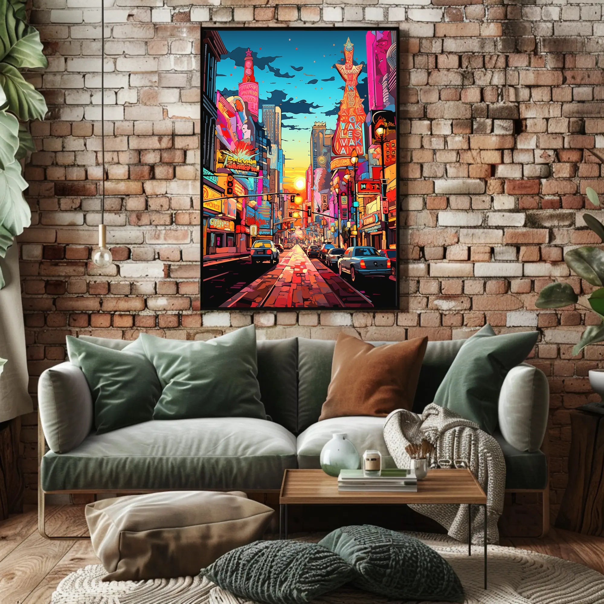 Vibrant Times Square Urban Scene Poster Modern Wall Art