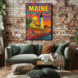 Maine Lighthouse Art Poster