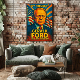 Gerald Ford 38th President of the United States Colorful Comic Book Style Poster