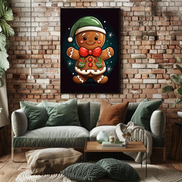 Cheerful Gingerbread Elf Holiday Poster for Christmas