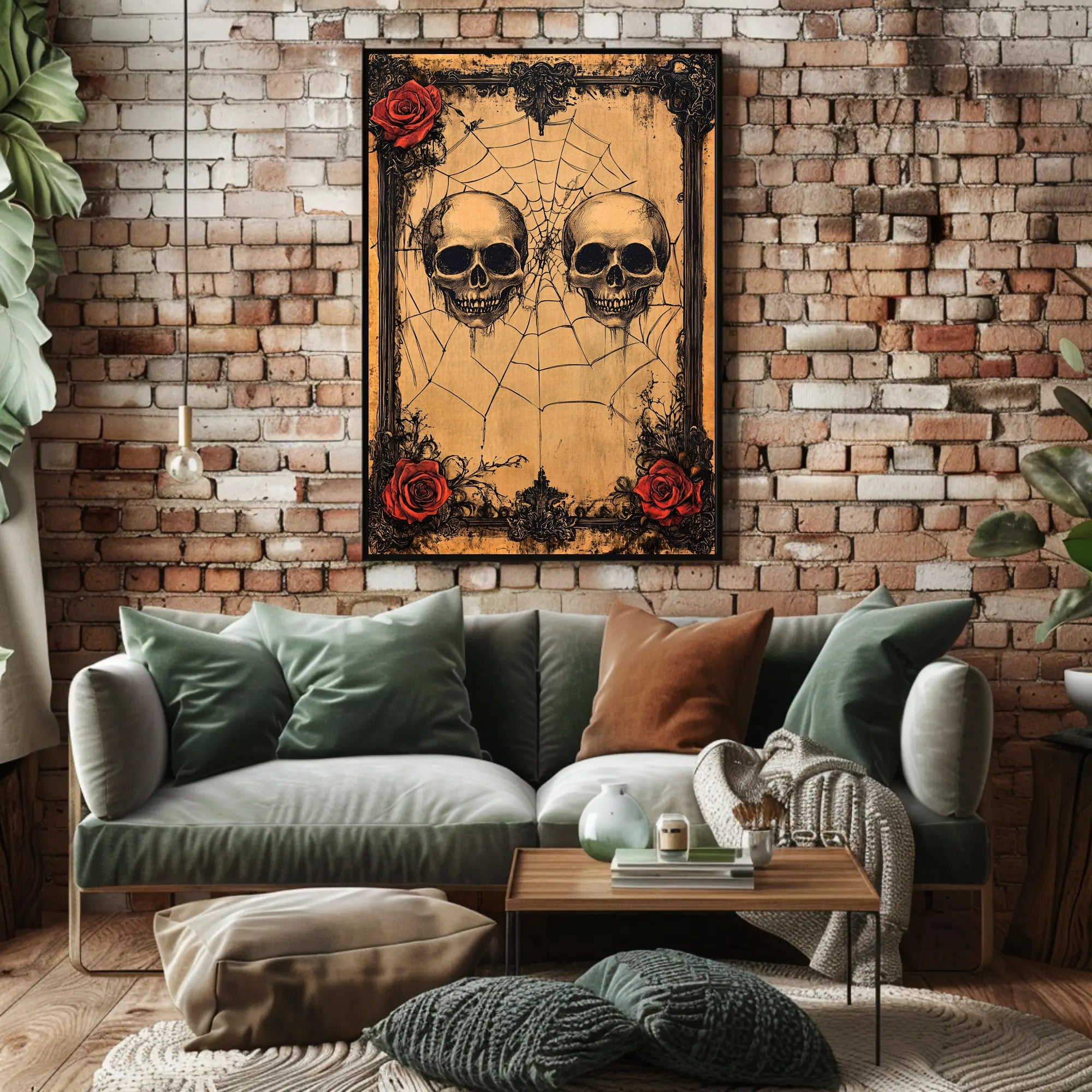 Gothic Skulls And Roses Poster