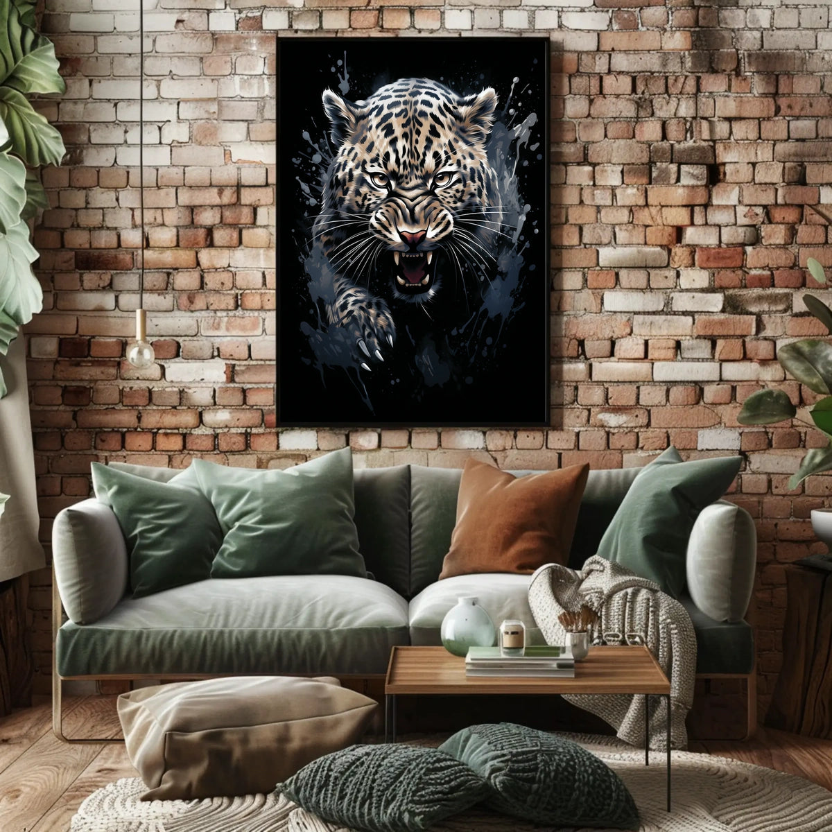 Fierce Leopard Art Poster: Dynamic Wild Energy