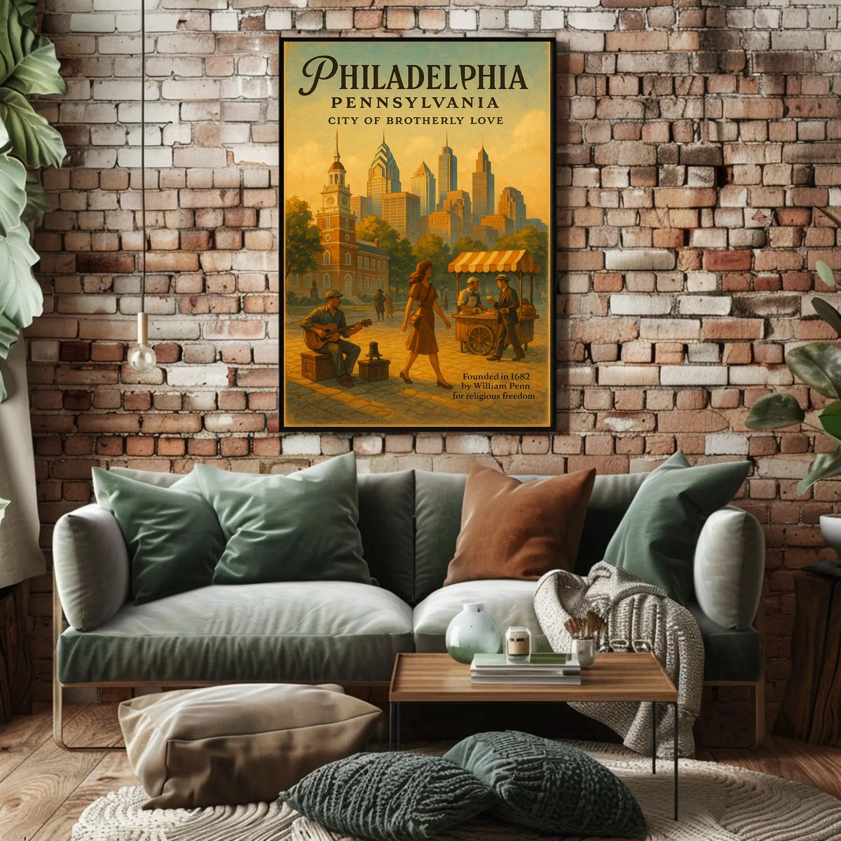 Philadelphia's Historic Charm: Vintage Cityscape Poster