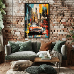 Stylized New York Cityscape Mid-20th Century Travel Poster