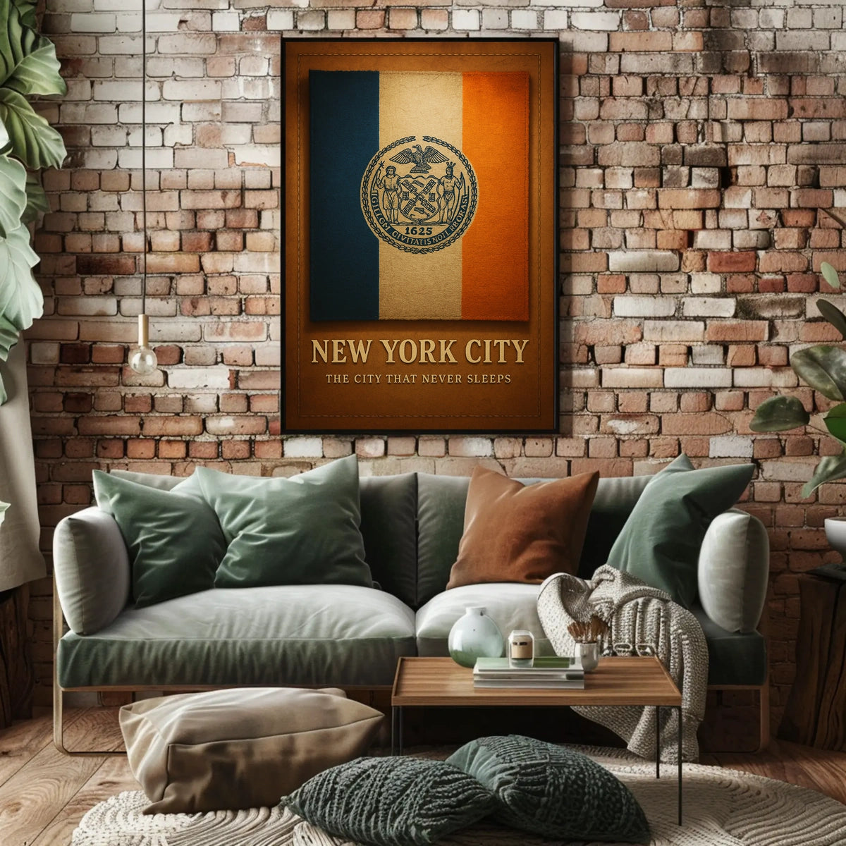 New York City Poster Modern Night Skyline Wall Art