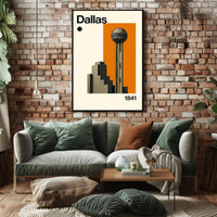 Dallas 1841 Architectural Cityscape Travel Poster