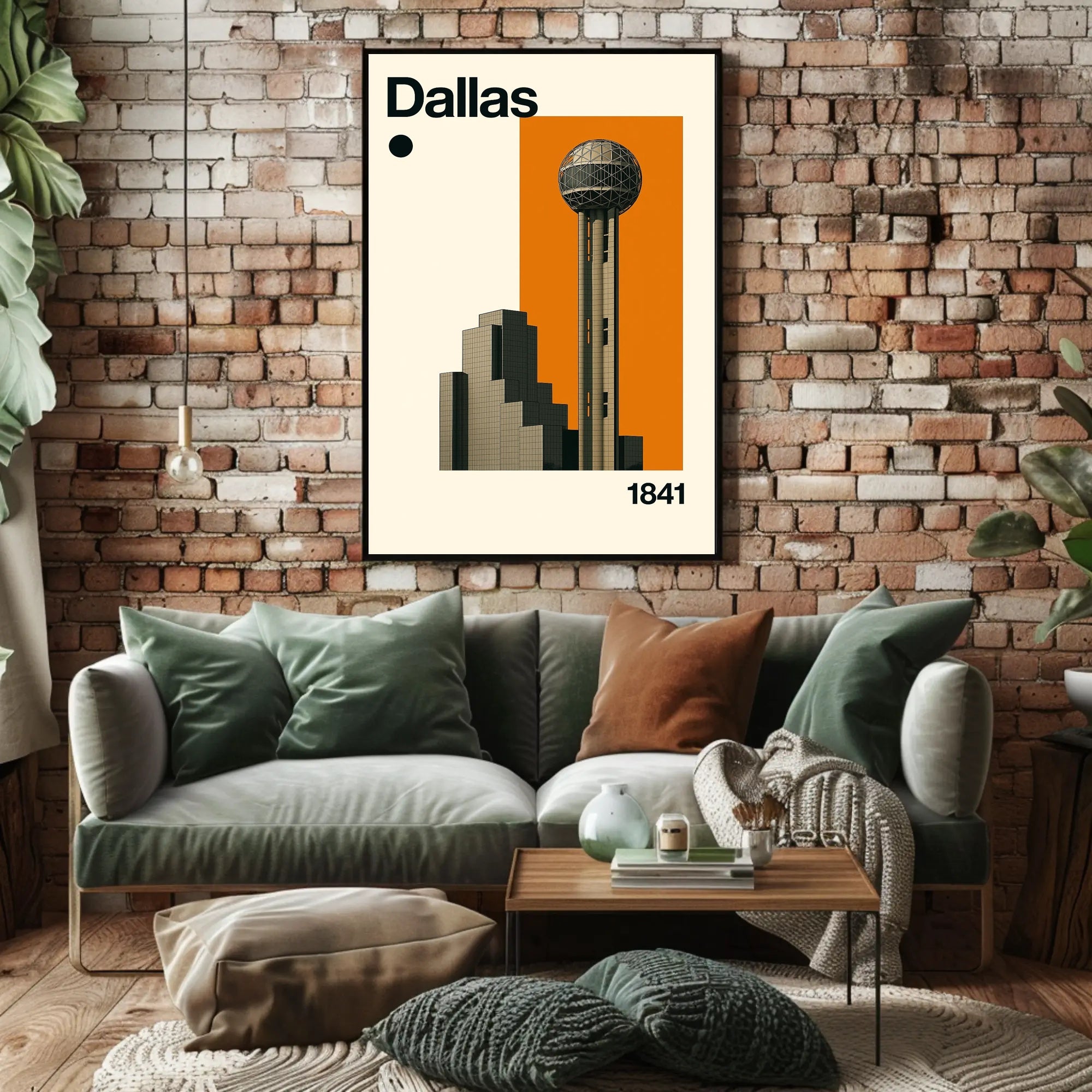 Dallas 1841 Architectural Cityscape Travel Poster