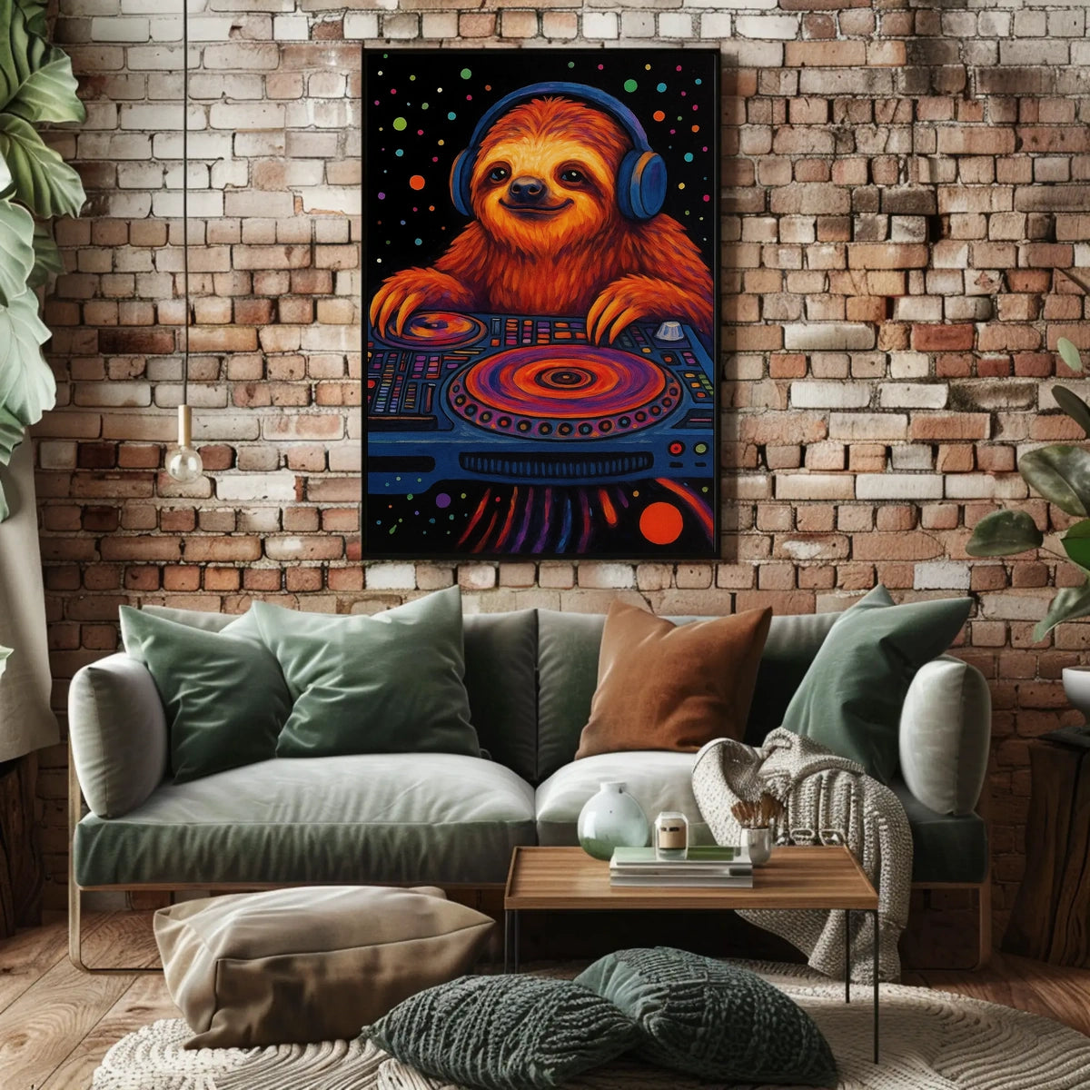 Sloth DJ Party Vibes Animal Poster