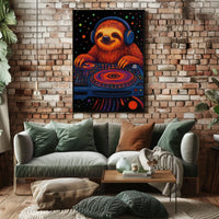 Sloth DJ Party Vibes Animal Poster