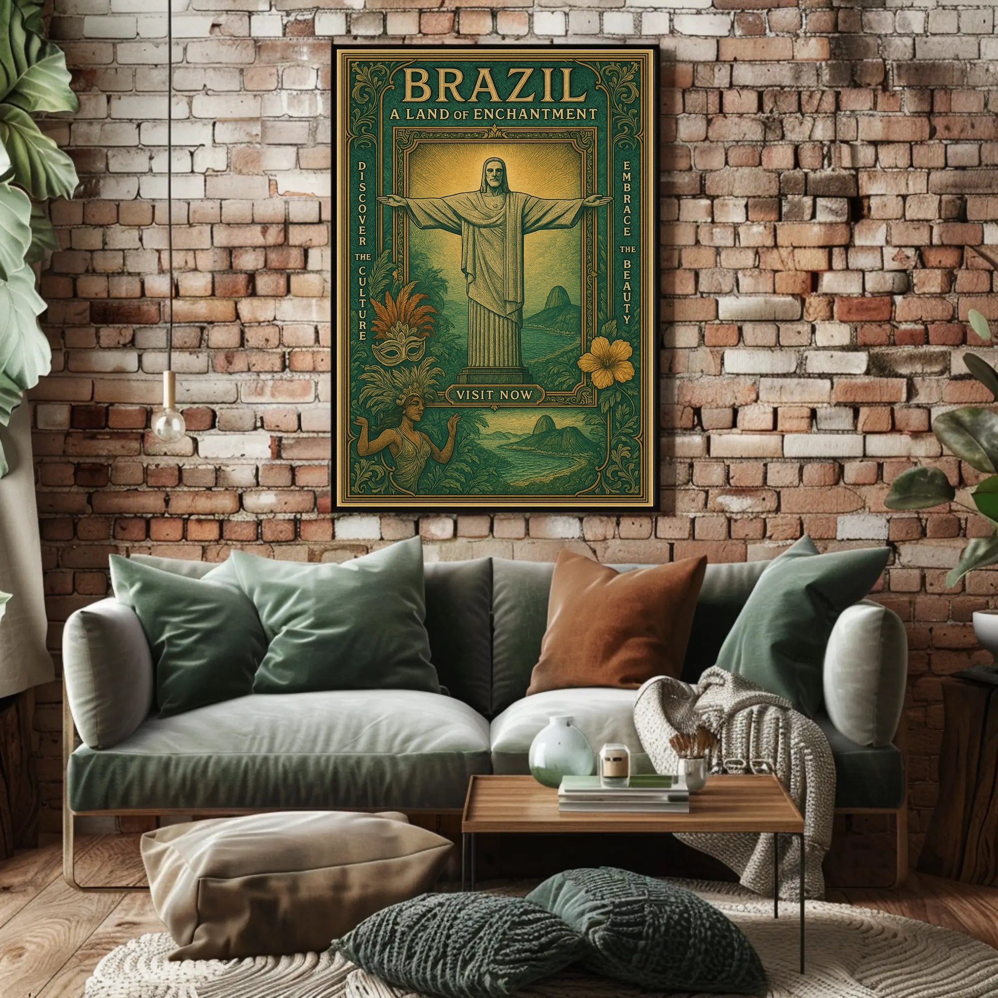 Brazilian Enchantment Vintage Art Travel Poster
