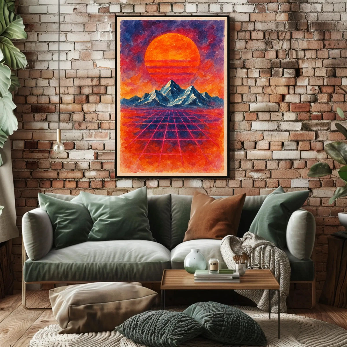 Futuristic Retro Landscape Art: Abstract or Artistic Poster