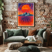 Futuristic Retro Landscape Art: Abstract or Artistic Poster