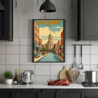 McKinney Texas Downtown Charm Vintage Travel Poster