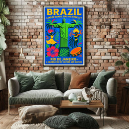 Brazil Land of Samba, Sun, and Diversity Poster