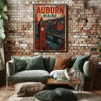 Auburn Maine Vintage Charm Wanderlust Decor Poster