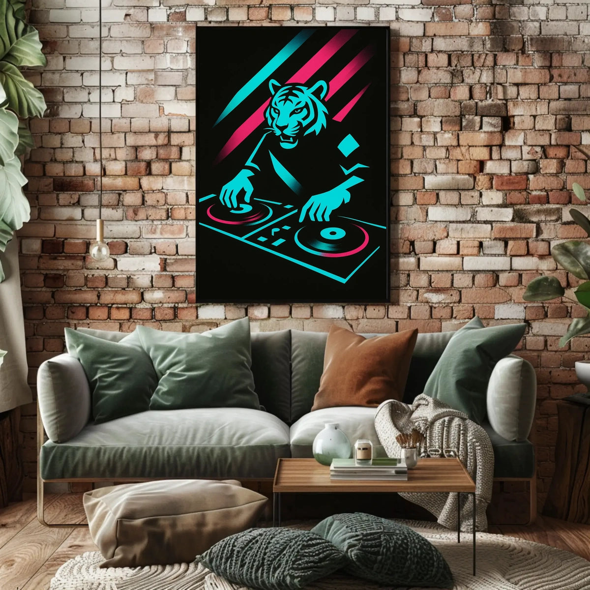 Neon Tiger Dj Poster