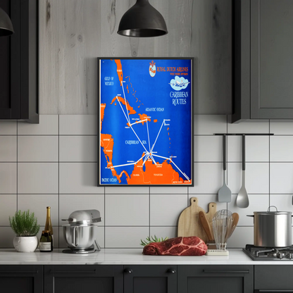 KLM Caribbean Routes Vintage Poster