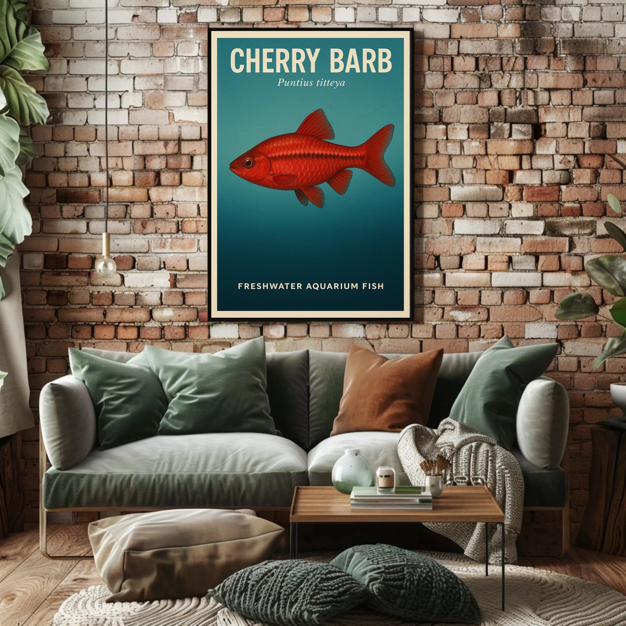 Cherry Barb Freshwater Aquarium Fish Poster PosterGoat