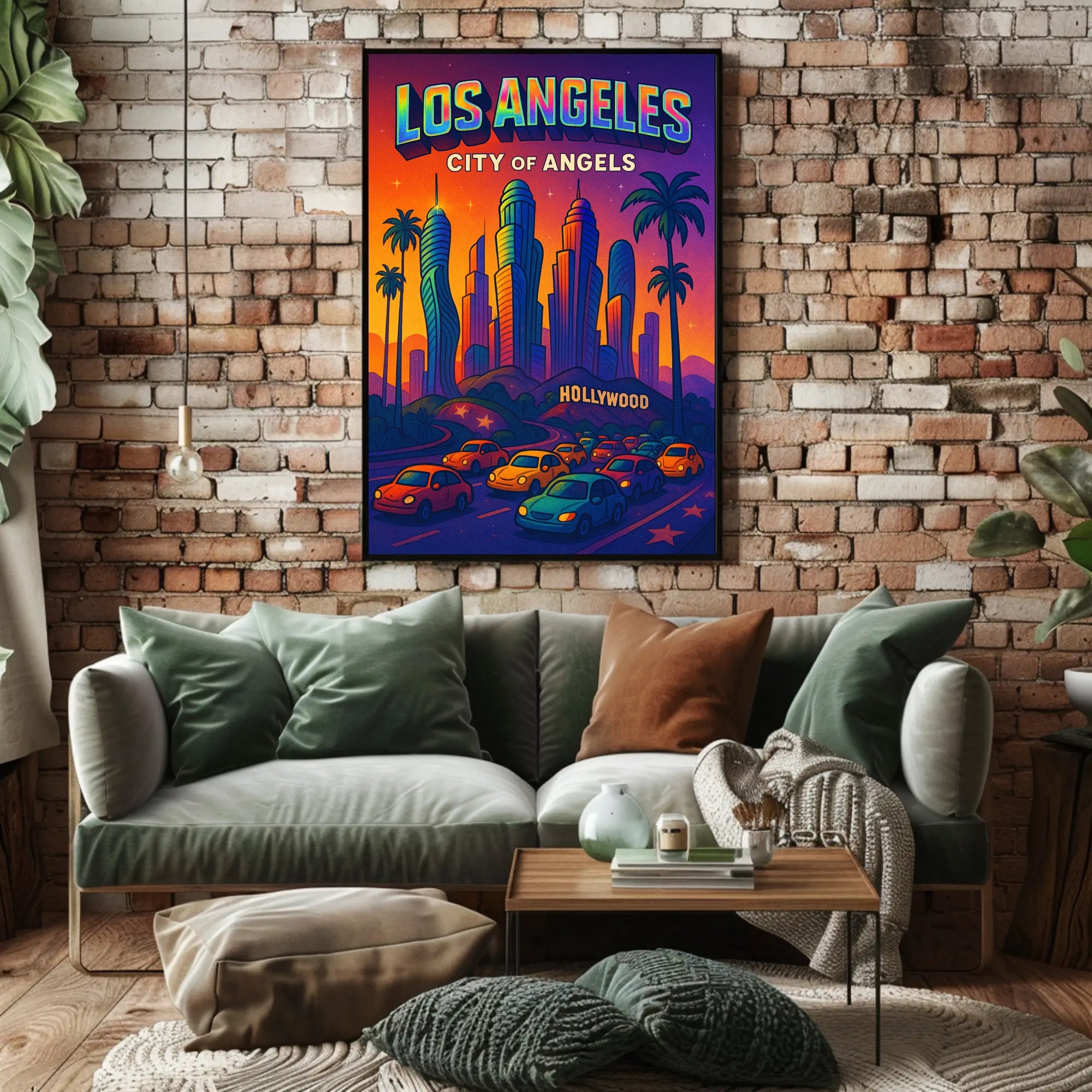 Colorful Los Angeles Skyline Pop Art Urban or Cityscape Poster