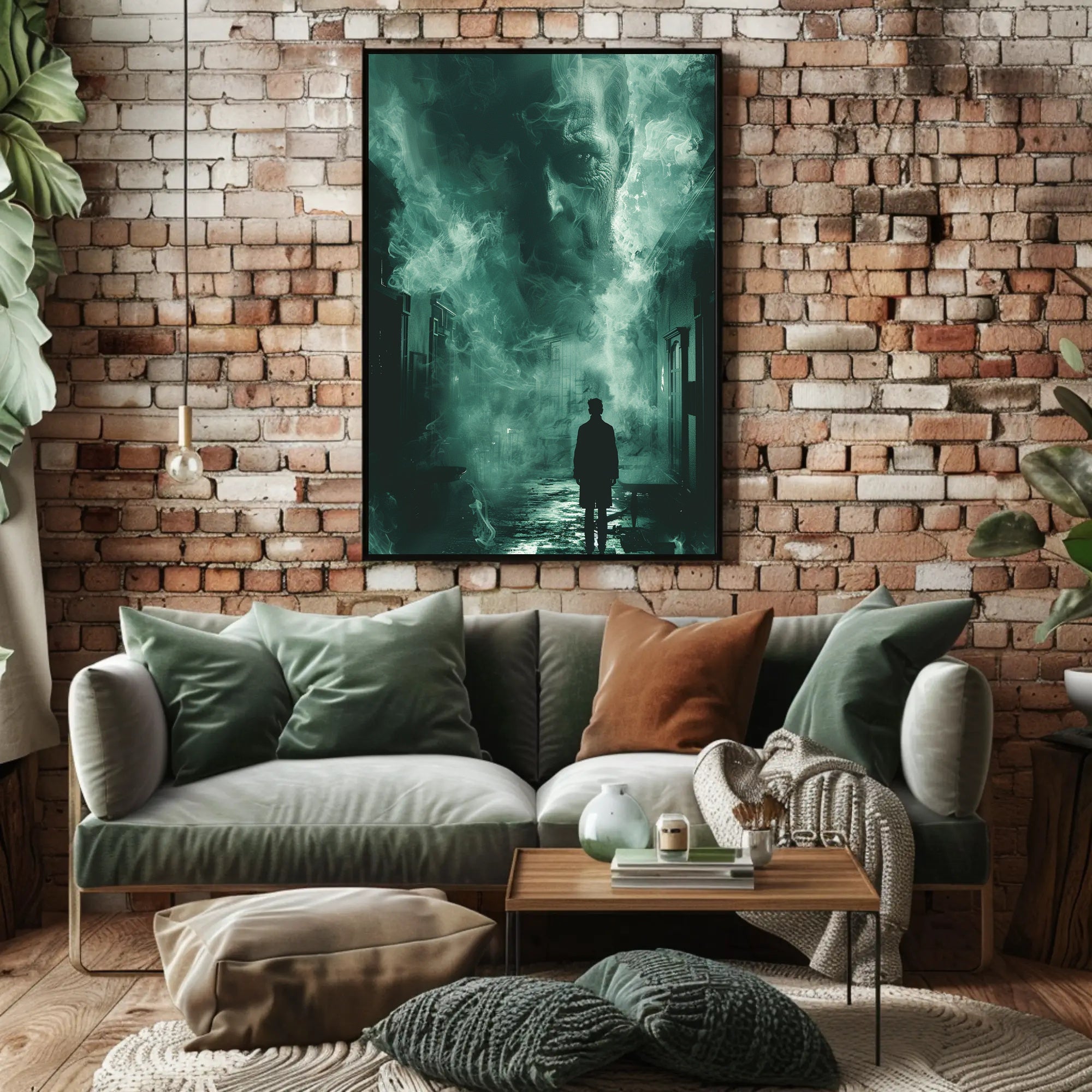Surreal Ghostly Face in Atmospheric Mystery Poster PosterGoat