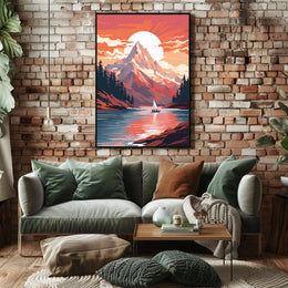 Snow-Capped Mountain Adventure: Vintage Travel Poster